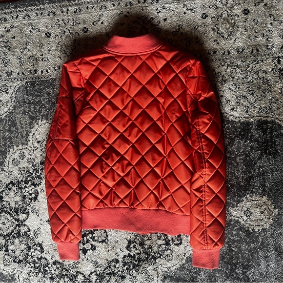 7 For All Mankind Women’s Quilted Bomber Jacket Orange XS - EUC - Picture 5 of 5